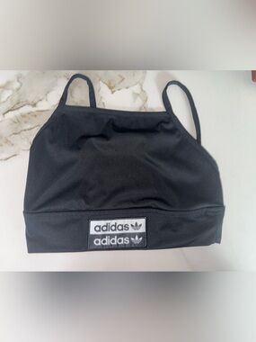 adidas Originals Black Longline Sports Bra Trefoil Logo Women’s XS EUC